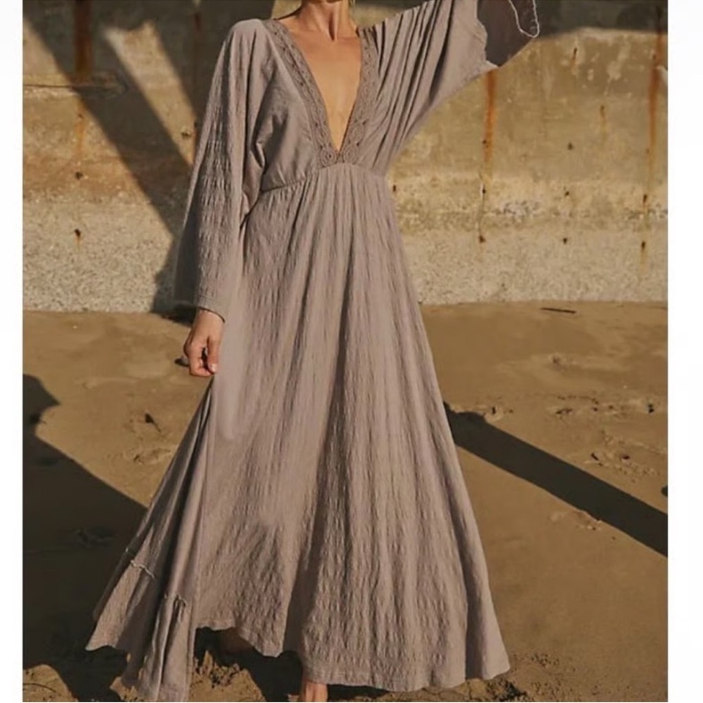 Free People Eliza Maxi Dress In Phantom LARGE - Picture 12 of 13